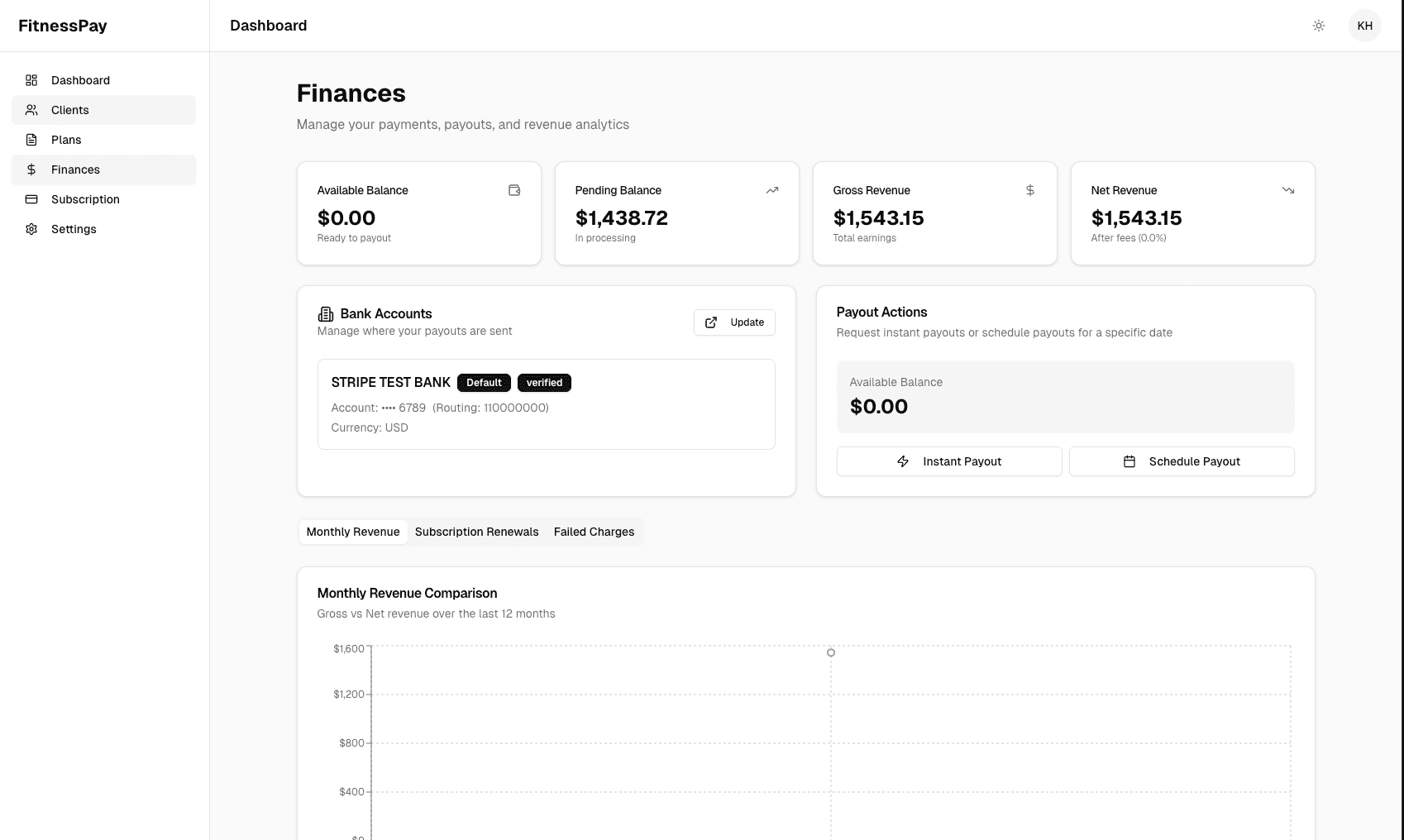 FitnessPay Dashboard Preview